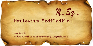 Matievits Szörény névjegykártya
